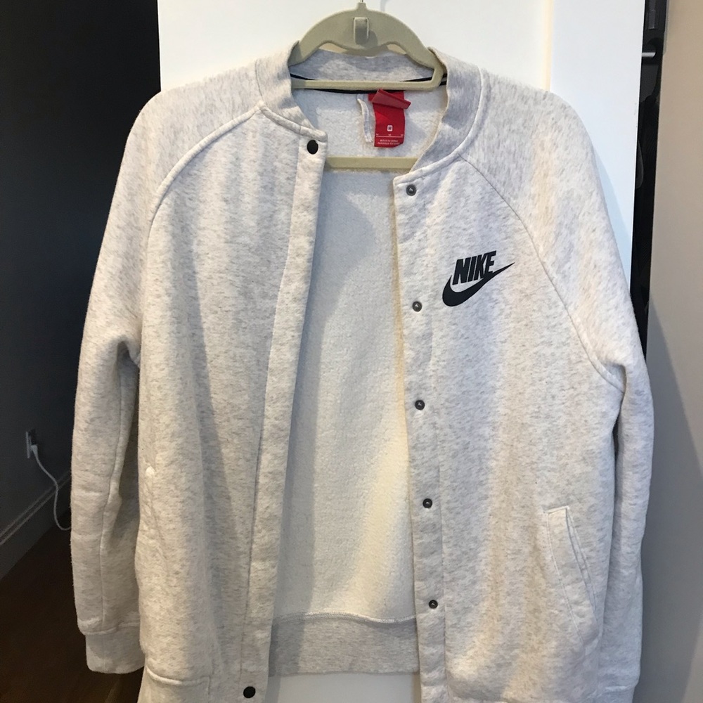 Nike White Cotton bomber jacket